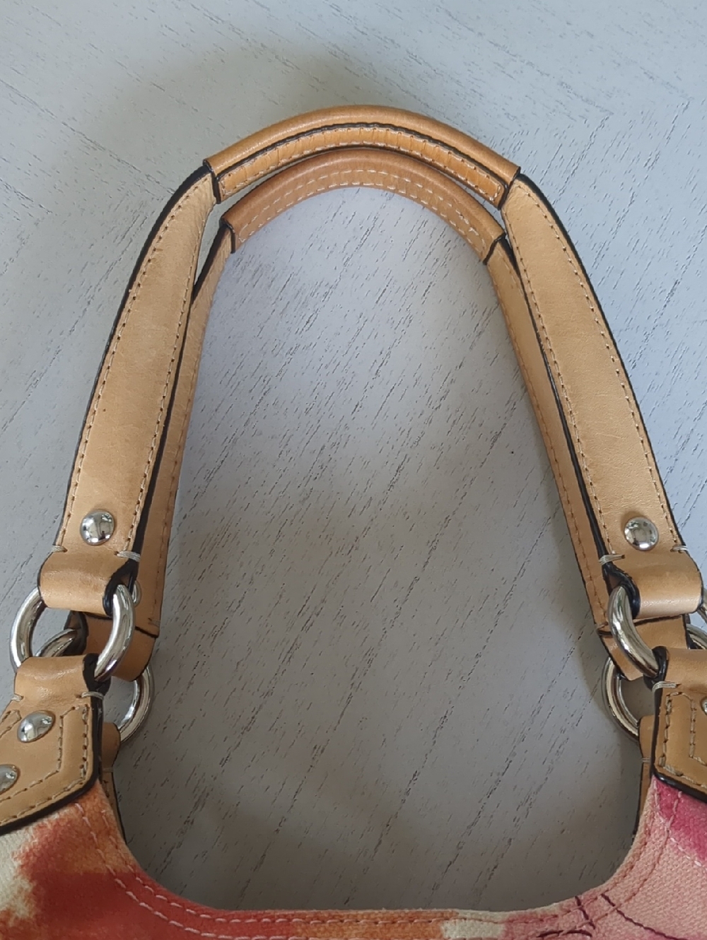 Vintage Coach 2002 Floral Fabric Maggie Shoulder Bag in Yellow & Pink - Picture 9 of 15